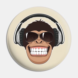 Gorilla in Headphones Pin