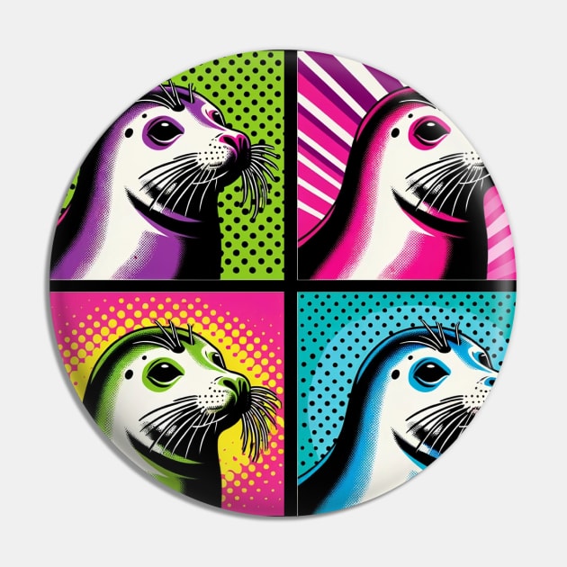 Pop Art Harp Seal Tee - Arctic Marine Life Pin by PawPopArt