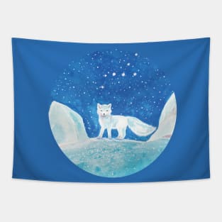 Arctic Fox in winter Illustration Tapestry