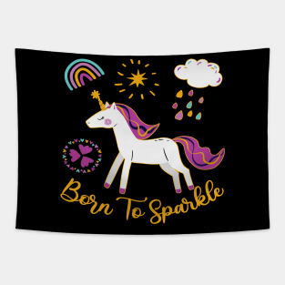 Cute Unicorn Design - Born To Sparkle Tapestry