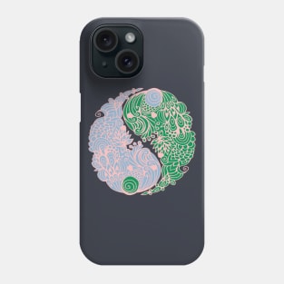 Yin Yang, corals - blue and green Phone Case