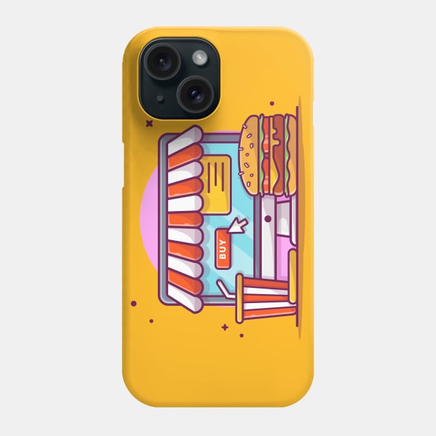 Burger And Soft Drink With Monitor Cartoon Phone Case by Catalyst Labs