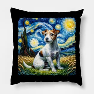 Starry Jack Russell Terrier Dog Portrait - Pet Portrait Pillow