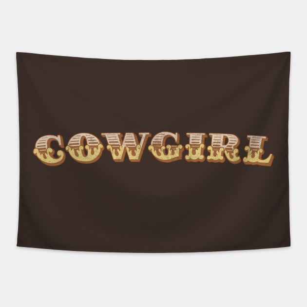 Cowgirl /// Retro Typography Design Tapestry by DankFutura