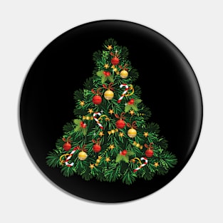 Christmas Tree Print Festive Holidays Pin