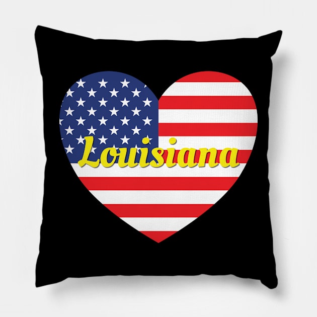 Louisiana American Flag Heart Pillow by DPattonPD