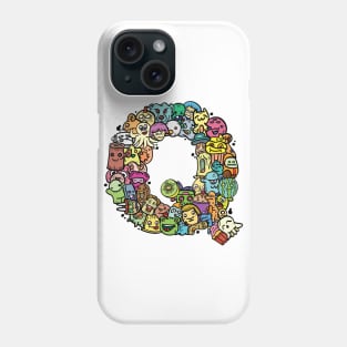 Alphabet Monster Doodle Letter Q Monogram Phone Case