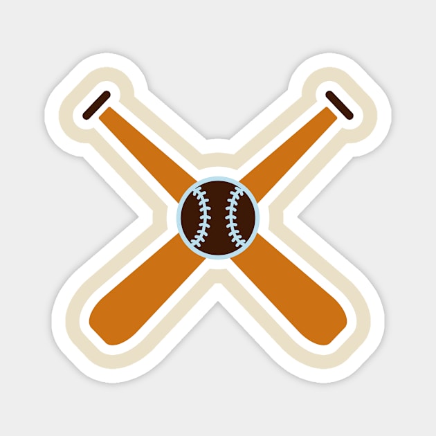 Baseballs with Sticks in cross sign sticker design vector logo. Sport object icon concept. Baseball sport logo icon. Magnet by AlviStudio