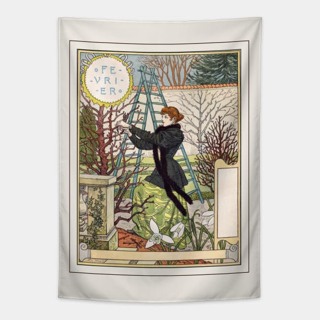 February - Belle Jardiniere Tapestry by WAITE-SMITH VINTAGE ART