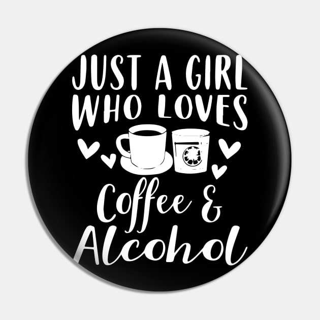 Coffee And Alcohol Apparel - Funny Coffee Lover Design Pin by ZimBom Designer