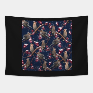 Cedar waxwings - Bohemian Waxwings Tapestry