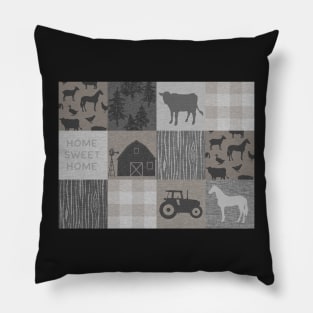 Home Sweet Home Farm Patchwork- Beige/taupe Pillow