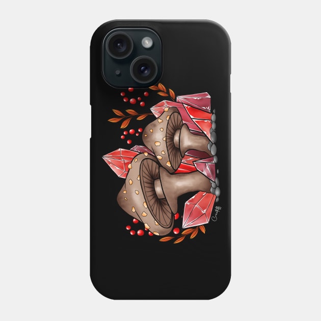 Mushrooms and Crystals Phone Case by CréaTiff