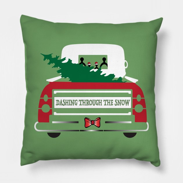 DASHING THROUGH THE SNOW CHRISTMAS TRUCK Pillow by Sunshineisinmysoul