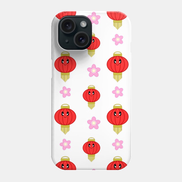 Cute Lantern with Flowers Pattern in White Background Phone Case by Kelly Gigi