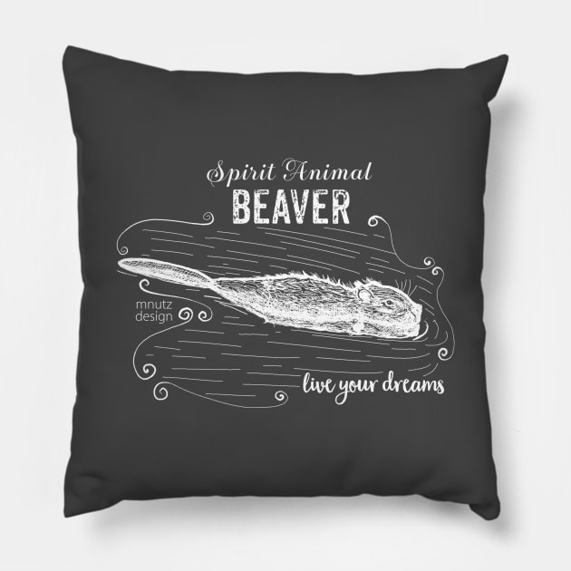 Spirit animal Beaver white Pillow by mnutz