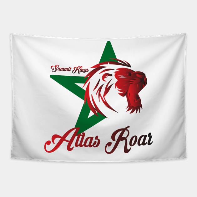 Atlas Lion Morocan Proud Morocco's  Atlas Lions Flags and Souvenirs Unveiled Tapestry by Mirak-store 