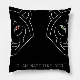 I am watching you two tigers with red and green eyes Pillow