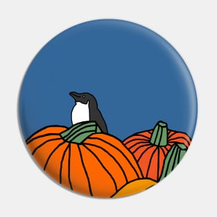 Cute Penguin and Three Pumpkins Pin