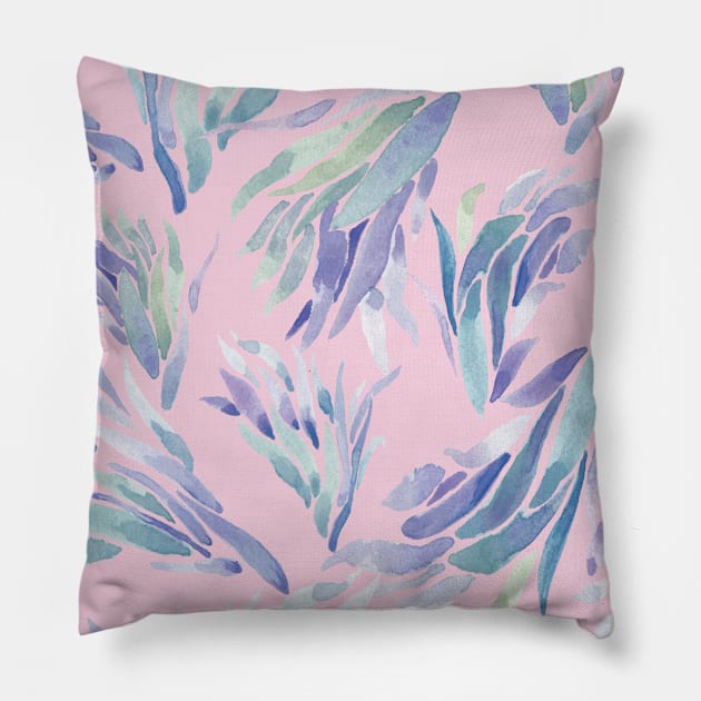 Succulent Pattern Pink- watercolor Pillow by joyfultaylor