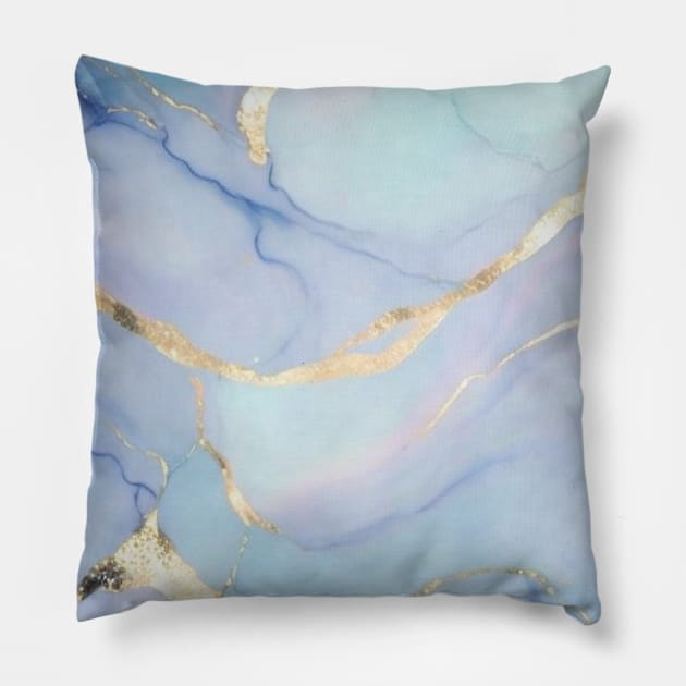 Blue Purple Gold Alcohol Ink Abstract Pattern Pillow by Trippycollage