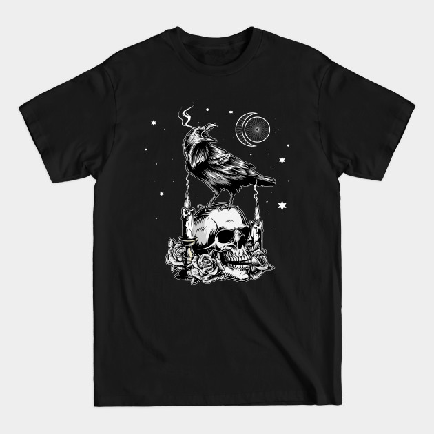 Disover Tarot Card Crow Skull Occult Raven Fortune Teller - Raven - T-Shirt