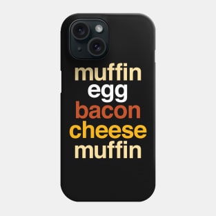 Deconstructed breakfast sandwich: muffin, egg, bacon, and cheese (list of ingredients in true-to-life colors) Phone Case