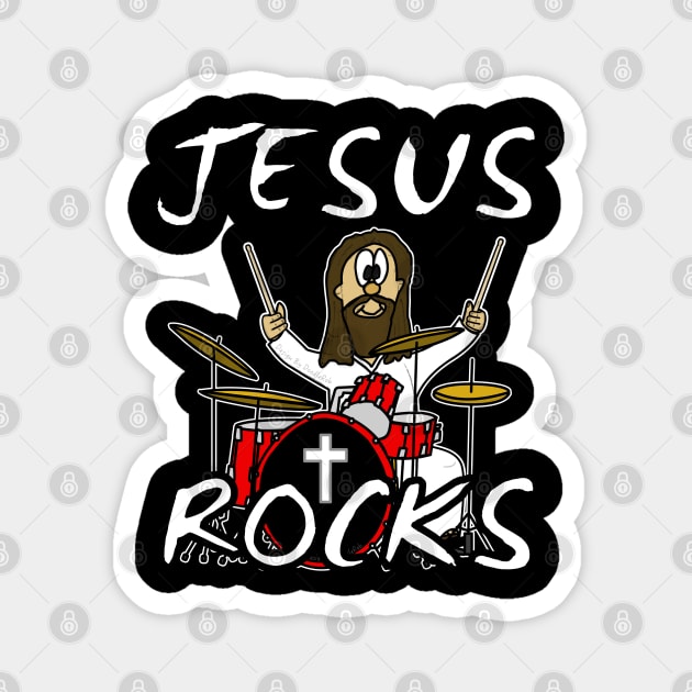 Jesus Rocks Drums Drum Kit Christian Drummer Funny Magnet by doodlerob