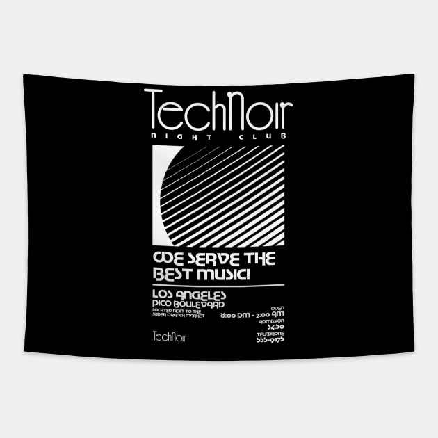 Retro 80s Technoir Nightclub Poster from the Terminator Movie Tapestry by DaveLeonardo