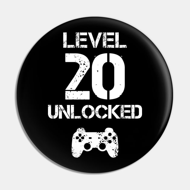 Level 20 Unlocked T-Shirt - 20th Birthday Gift Pin by Ilyashop