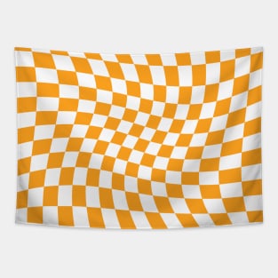 Twisted Checkered Square Pattern - Orange Tones Tapestry