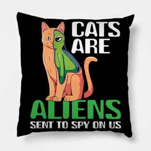 Cats Are Aliens - Funny Cat Owner Astronomy Lover Astronaut Pillow