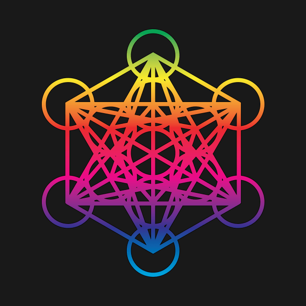 Metatron's Cube Sacred Geometry Retro Rainbow by Trapezio