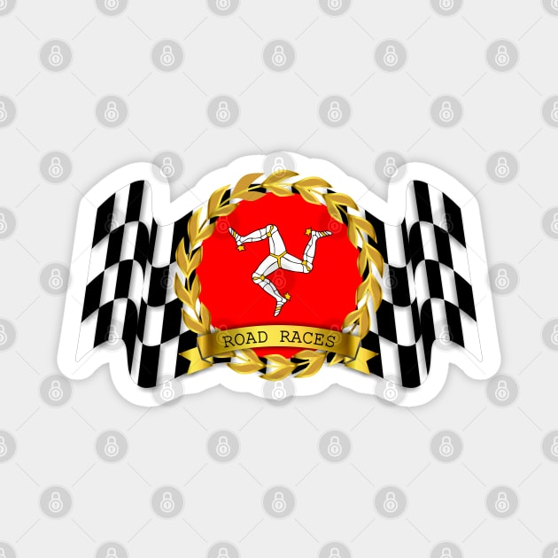 Isle of man flag with checkered racing flag Magnet by Lefteris