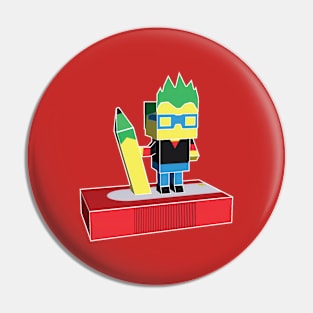 Polygonal Artist Holding a Pencil Pin