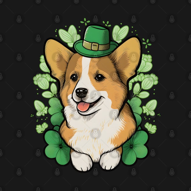 Cute Corgi Lover Shamrock Happy St Patricks Day by Ai Wanderer