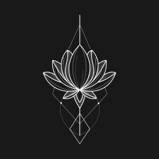 Simple Geometric Lotus Flower / White T-Shirt