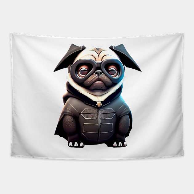 Cute Pug in Bat Costume - Adorable Pug in Bat Suit Design Tapestry by fur-niche