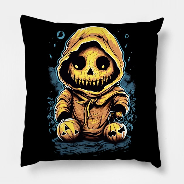 Eerie Halloween Ghoul Art - Spooky Season Delight Pillow by Captain Peter Designs