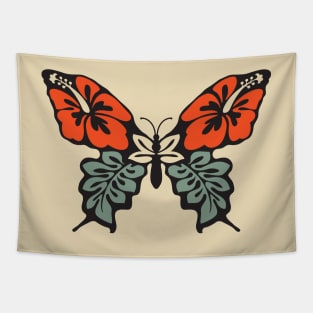 Butterfly 70s Floral Retro Old School Tapestry