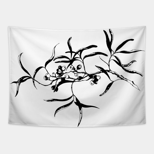 Sea buckthorn branch Tapestry by NadiiaGogol