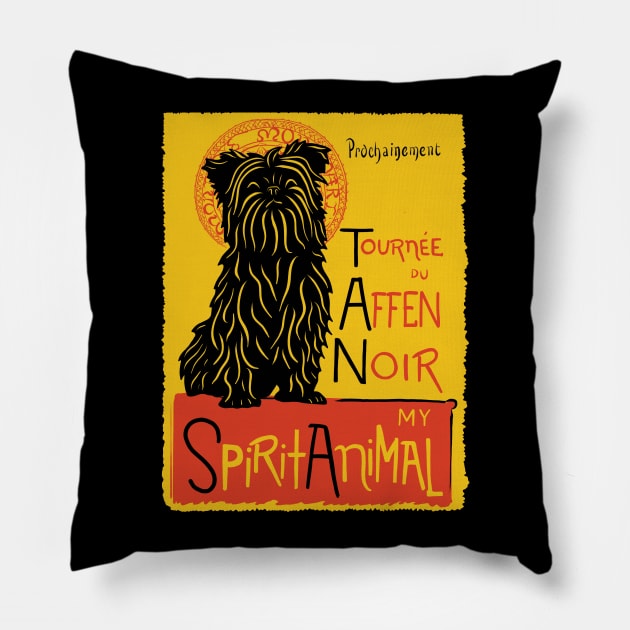 Funny Affen Cute Dog Chat Noir Mashup Art Pillow by Get Hopped Apparel