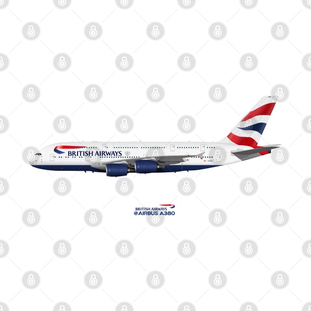 Illustration of British Airways Airbus A380 by SteveHClark