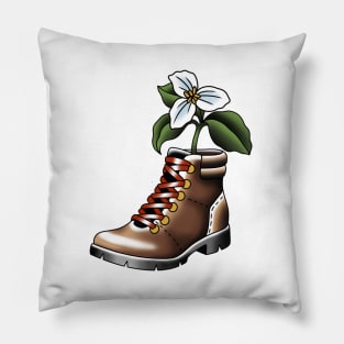 Hiking boot and trillium Pillow