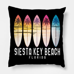 Retro Siesta Key Beach Florida Surfer Surfing Pillow