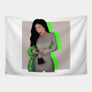 Kylie Jenner. Acid green. Tapestry