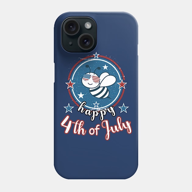 Happy 4Th of July Cute Patriot Bee Phone Case by Cute Pets Graphically