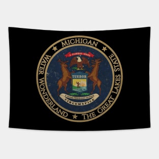 Vintage Michigan USA United States of America American State Flag Tapestry