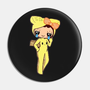 YayaLand Scary Mansion Sparkling Scary Mansion Crying Cardboard Girl Character Women's Design Pin