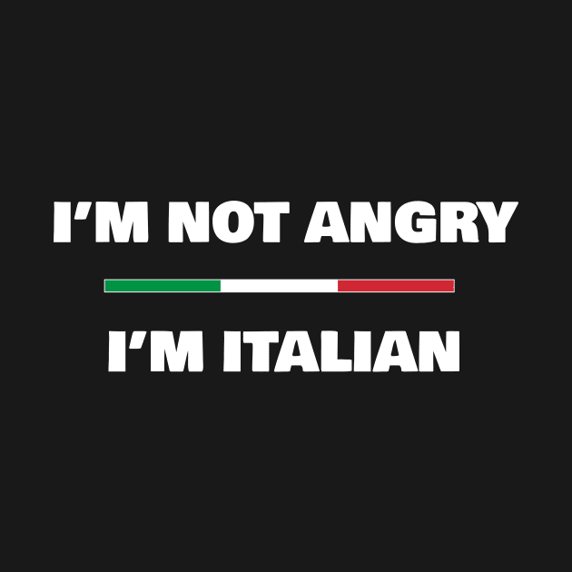 I'm not Angry, I'm Italian | Funny Italian Flag T-Shirt by madebyTHOR